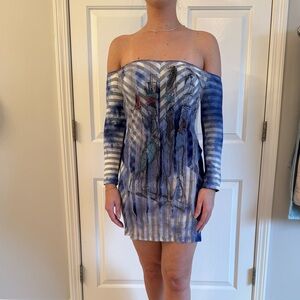 Blue Off-Shoulder Dress